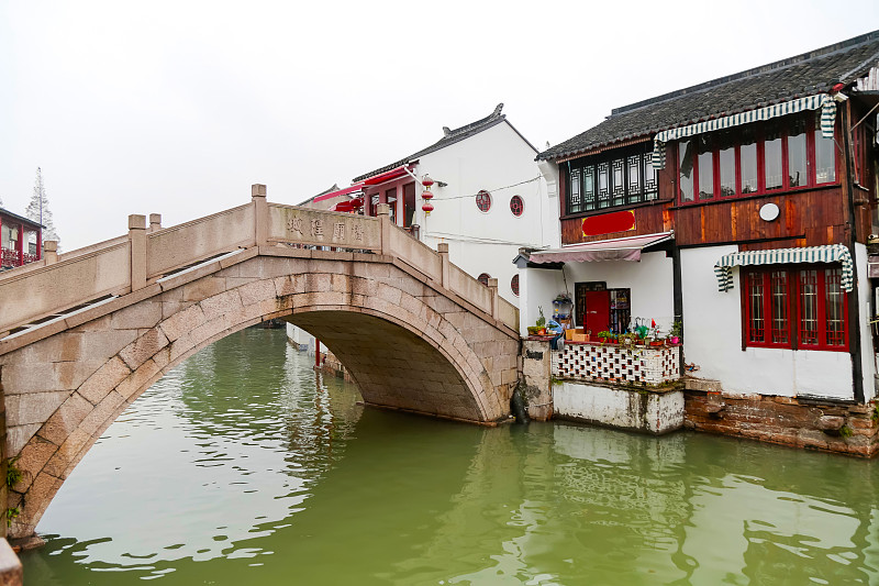 上海,城镇,远古的,朱家角,乌镇,船桥,高跷屋,芦苇船,古代文明,瓦