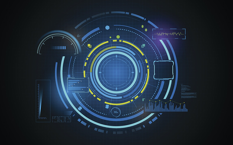 模板,数据,背景聚焦,技术员,圆形,图形界面,全息图,仪表板,设备屏幕,显示器