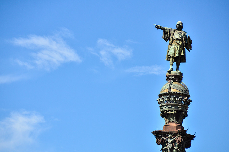 哥伦布,结肠,西班牙,雕像,巴塞罗那,加泰罗尼亚赛道,海上兰布拉,2012,铜像,科伦坡