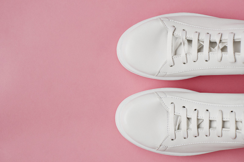 粉色背景,白色,在上面,一对,静物,鞋子,彩色背景,运动鞋,时尚,水平画幅