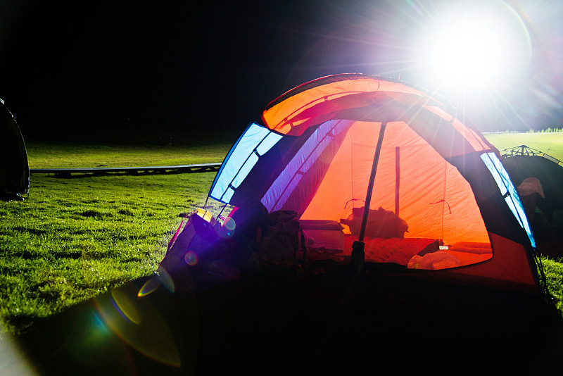 夜晚,户外,圆顶帐篷,自然荒野区,帐篷,国家公园,灯,天空,留白,公园