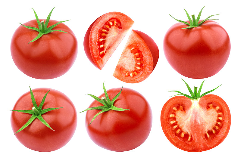 西红柿,白色背景,分离着色,番茄沙拉,收获节,番茄酱,留白,水平画幅,素食,组物体