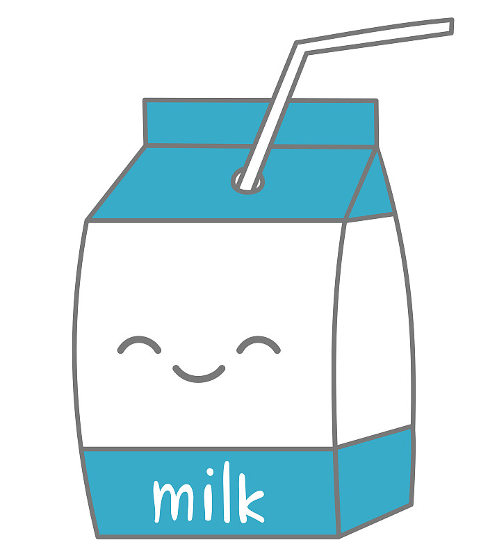牛奶,卡通,可爱的,绘画插图,矢量,白色背景,盒子,分离着色,牛奶盒,纸盒