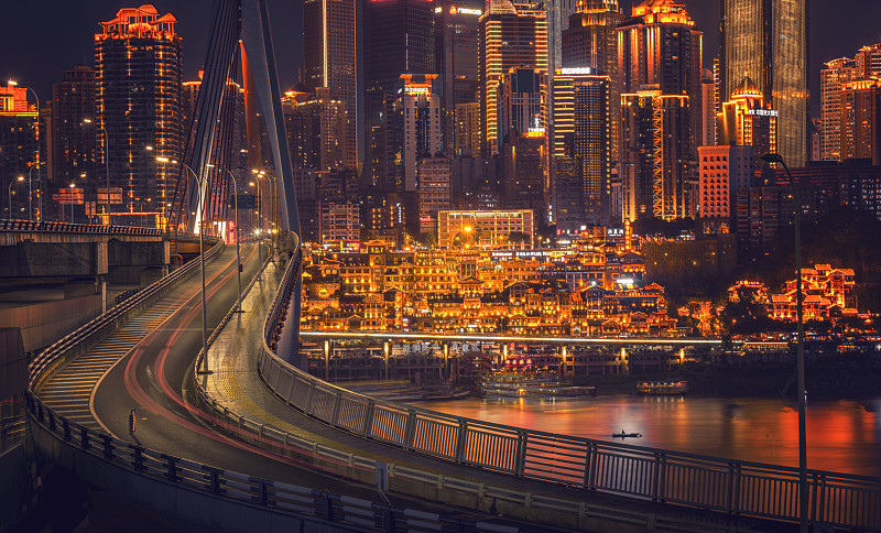 重庆,都市风景,水平画幅,建筑,夜晚,无人,建筑外部,户外,城市,建筑结构