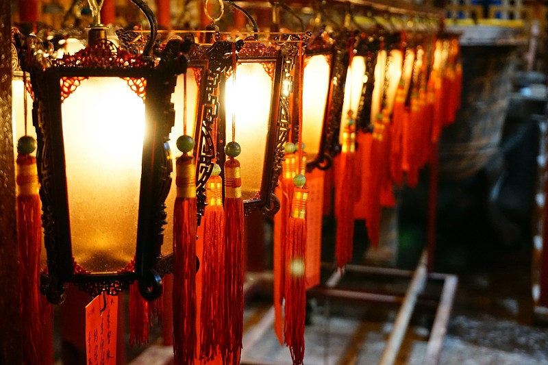 寺庙,悬挂的,灯笼,男人,自制的,文武二帝庙,灯罩,传统,中国元宵节,纸灯笼