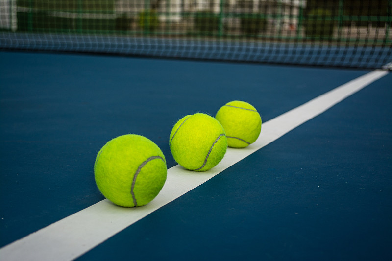 网球,网球场,球场,球,网球运动,成一排,水平画幅,进行中,蓝色,户外