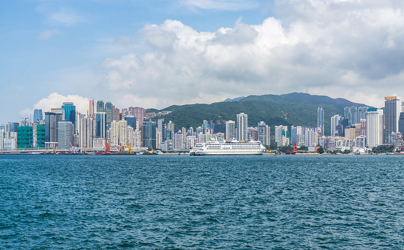 维多利亚港,全景,客轮,渡轮,山顶,水湾,海湾,海港,高大的,金融和经济