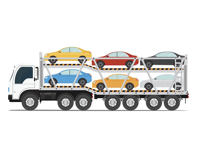 交通,现代,车辆运输车,轿车,堆土机,分离着色,货物集装箱,半挂式卡车,前景聚焦,新的