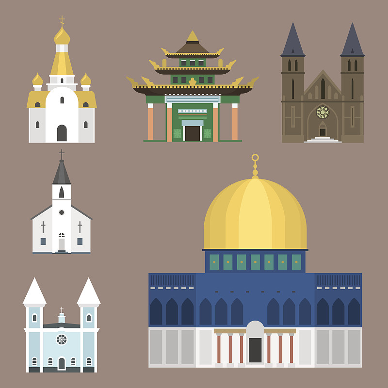 寺庙,绘画插图,建筑业,著名景点,矢量,传统,名声,旅游