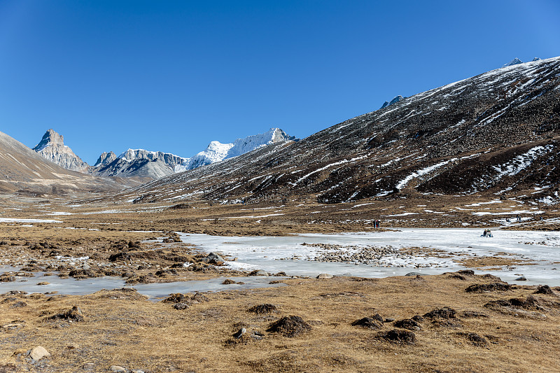 锡金,数字0,雪,旅行者,冬天,北,冻结的,印度,草,指着