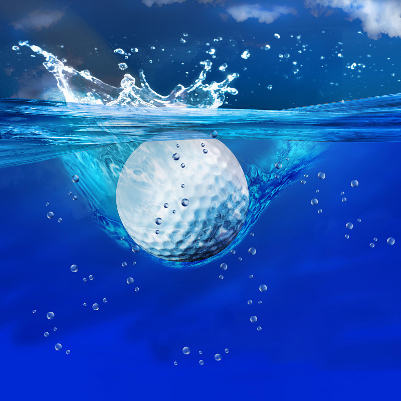 高尔夫球,高尔夫球手,高尔夫球运动,波纹,水,球,洞,休闲活动,湿,风险