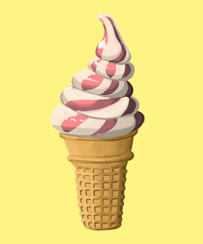 漩涡形,柔和,垂直画幅,冰淇淋,绘画插图,夏天,冰淇淋店,冰冻酸奶,明亮,甜点心