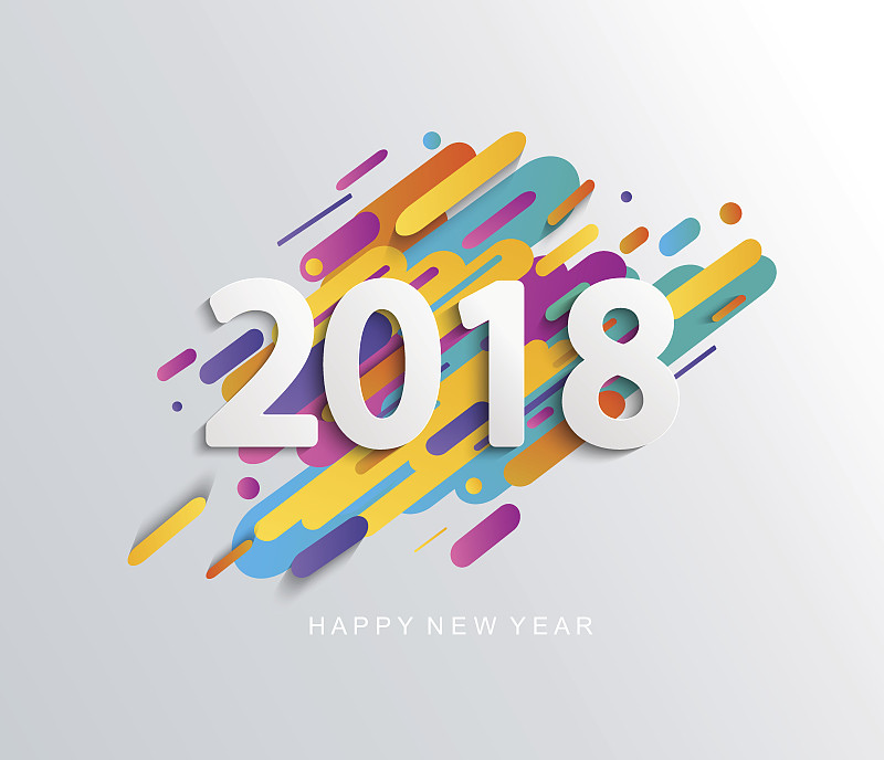 贺卡,现代,背景,式样,2018,新年前夕,新的,能源,绘画插图,模板
