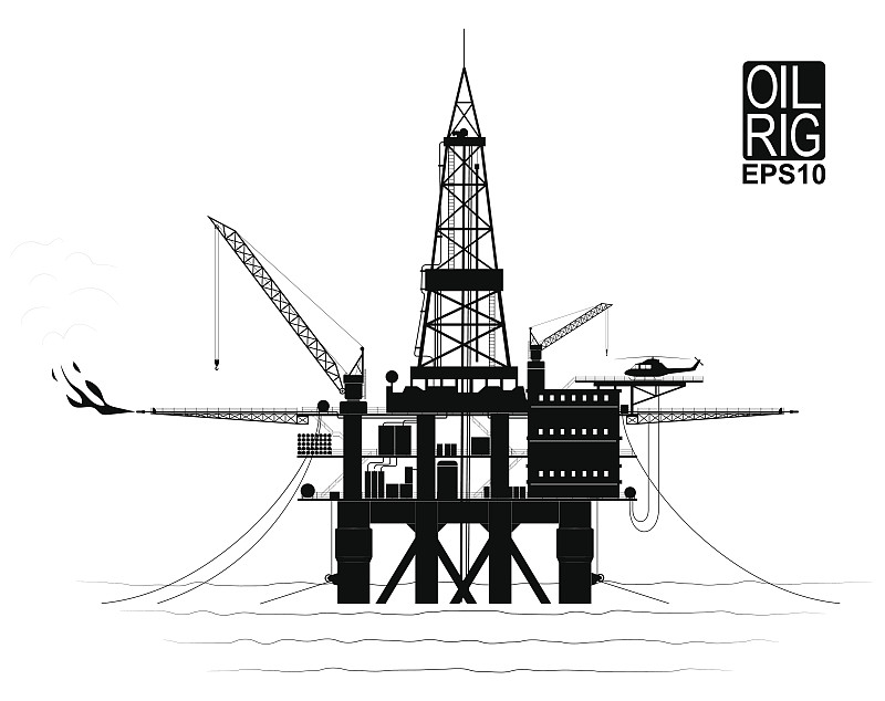 工业,天然气,石油工业,钻探设备,大特写,黑白图片,海底,侧面视角,油罐车,能源