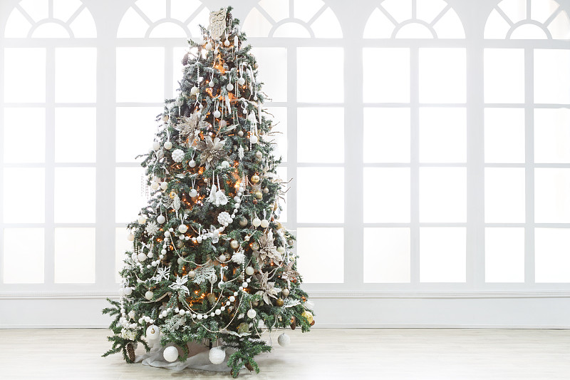 华丽的,热,圣诞装饰物,枝繁叶茂,现代,住宅内部,松树,圣诞树,静物
