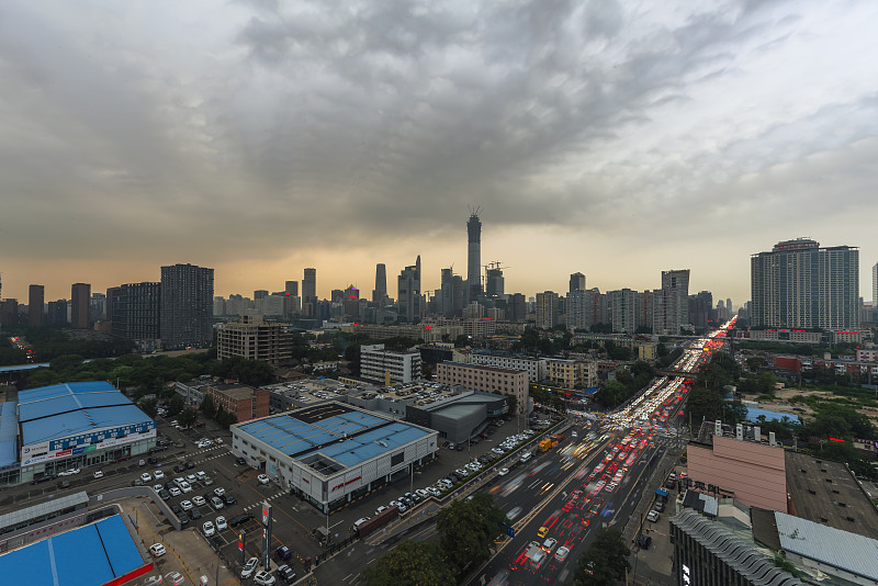 暴风雨,北京,cbd,建筑外部,从南路,朝阳区,当地著名景点,高大的,金融和经济,塔