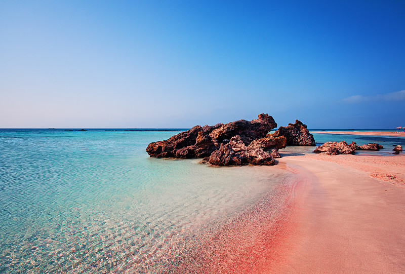 克里特岛,沙子,希腊,海滩,粉色,自然美,水,天空,水平画幅,云