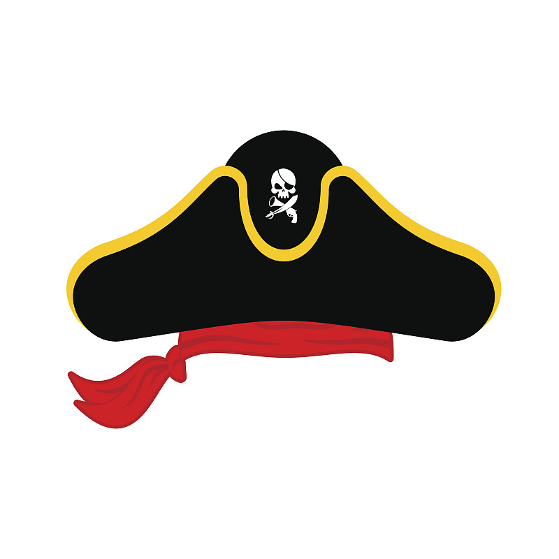 海盗,鸭舌帽,头骨,帽子,骨骼,个人随身用品,分离着色,绘画插图,符号,古老的