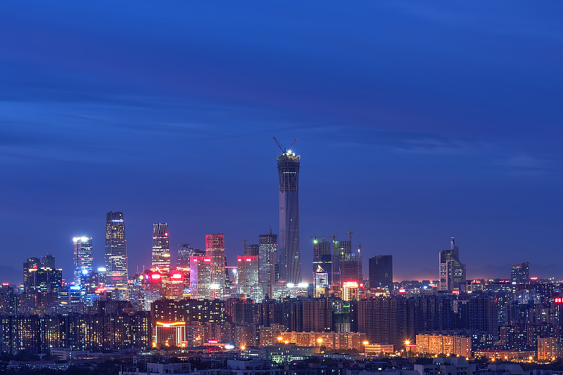 夜晚,北京cbd,当地著名景点,立交桥,外立面,建筑特色,塔,金融和经济,紫色,交通