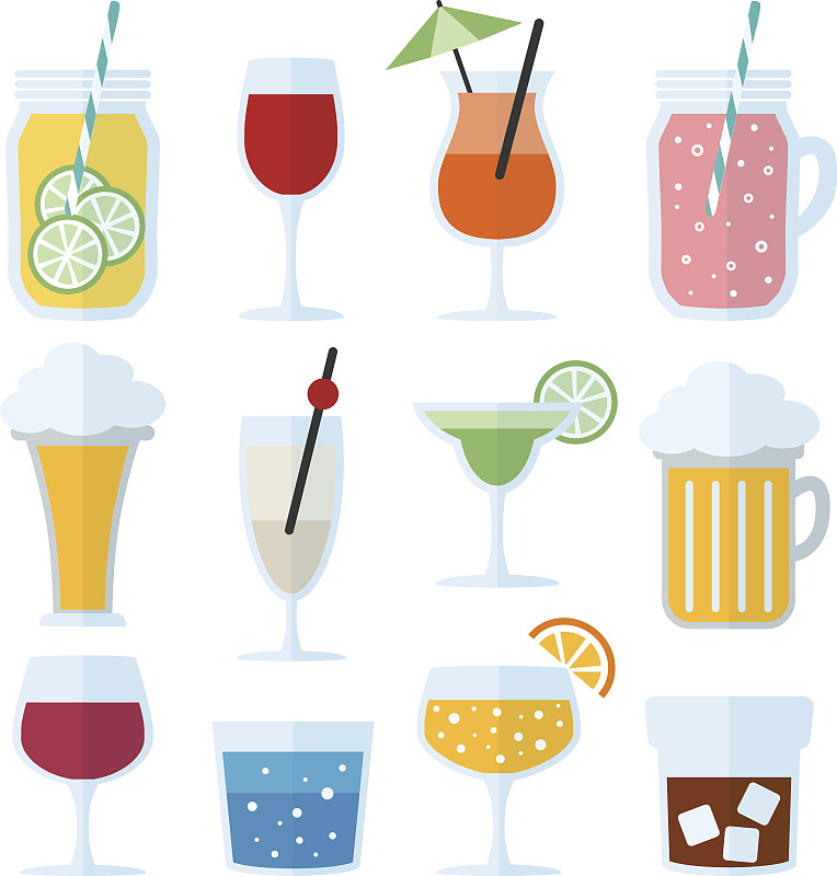 葡萄酒,鸡尾酒,饮料,矢量,啤酒,计算机图标,扁平化设计,分离着色,垂直画幅,绘画插图