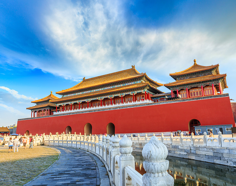 远古的,北京,宫殿,故宫,禁止的,传统,宏伟,大门,世界遗产,建筑外部