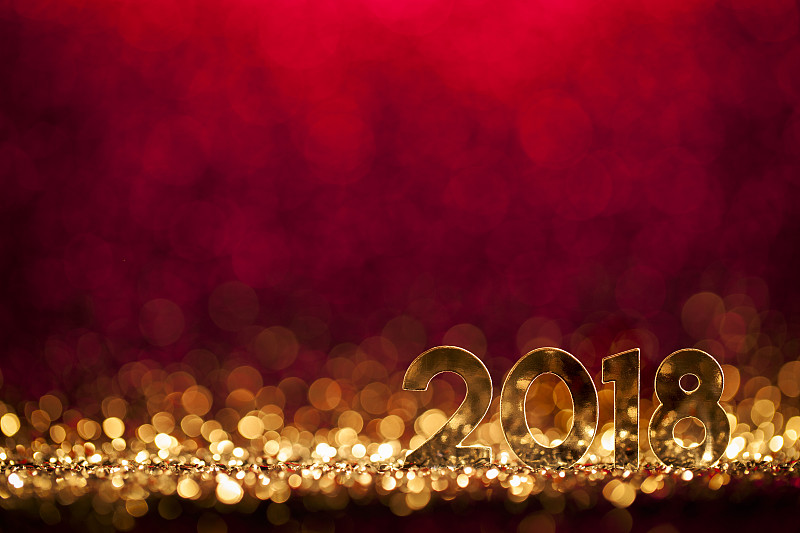 新年前夕,圣诞装饰,红色,2018,黄金,贺卡,留白,新年,明亮,现代