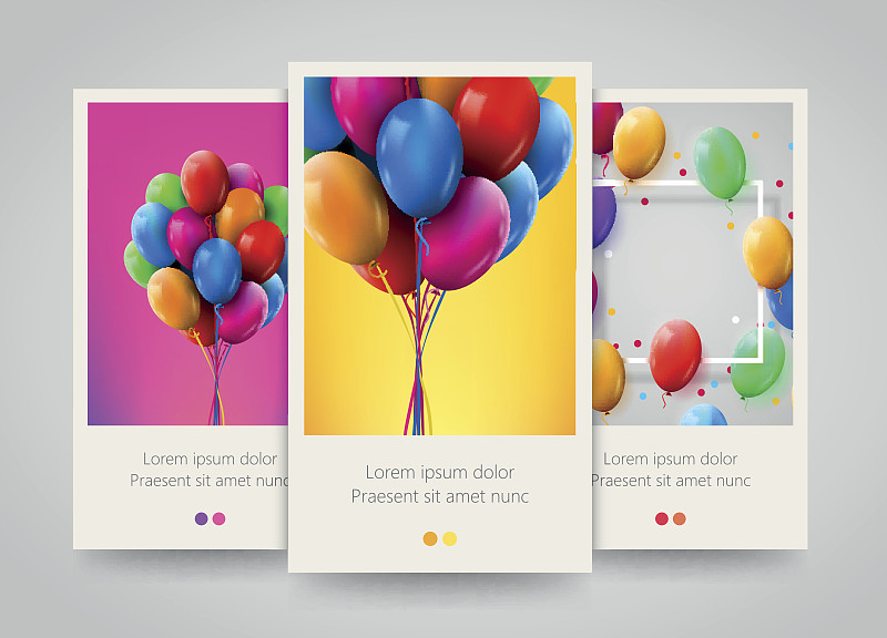 三维图形,生日,多色的,传单,气球,庆祝,聚会,设计,串,写实