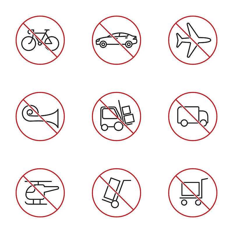 禁止的,标志,白色背景,车轮,艺术,绘画插图,符号,交通,购物车,交通方式