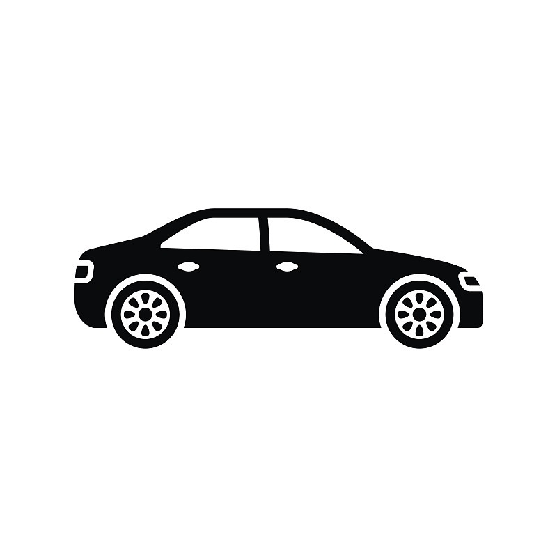 白色背景,汽车,极简构图,计算机图标,分离着色,黑色,车轮,艺术,形状,绘画插图