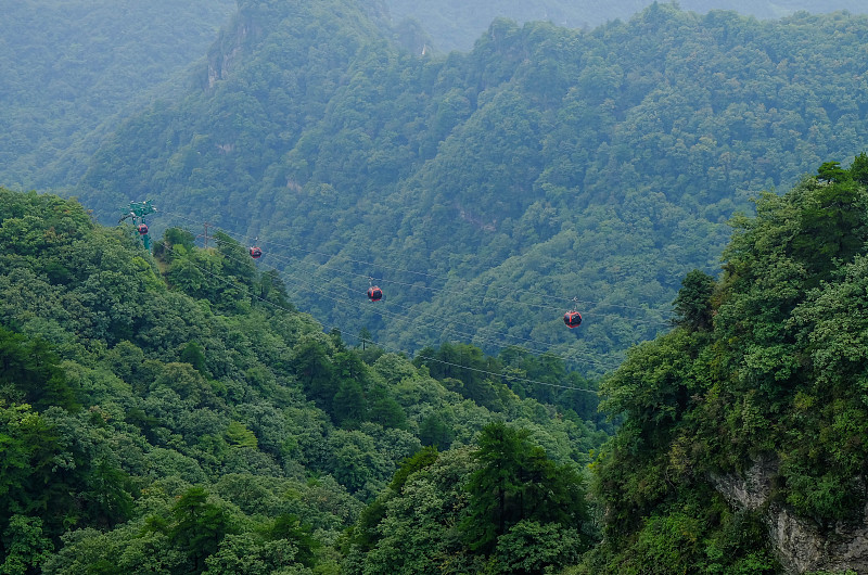 山,中国,雾,缆车,武当山,掸邦,湖北省,湖南省,丰富,悬崖