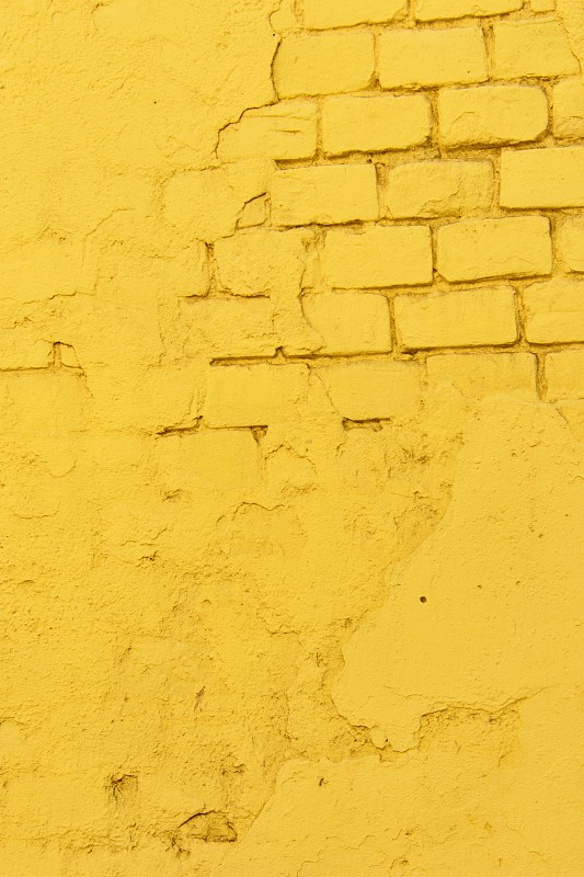 平视角,古老的,黄色,混凝土,砖墙,纹理,水泥,接缝,垂直画幅,留白