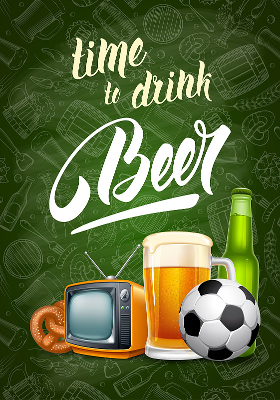 饮料,时间,啤酒,含酒精饮料,贺卡,运动,传单,啤酒节,玻璃杯,复古风格