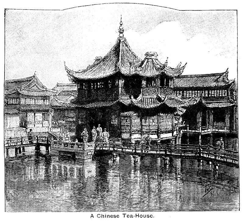 茶馆,之字形,19世纪风格,桥,绘画插图,代表,艺术标题,1893,印刷