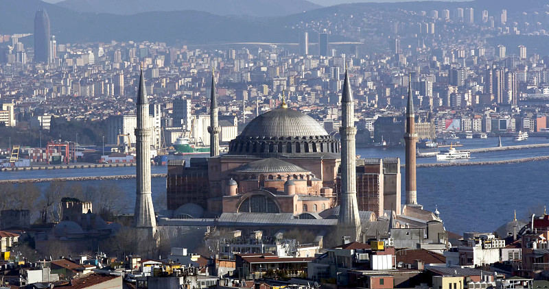 伊斯坦布尔,博斯普鲁斯海峡,都市风景,留白,水平画幅,无人,古老的,清真寺