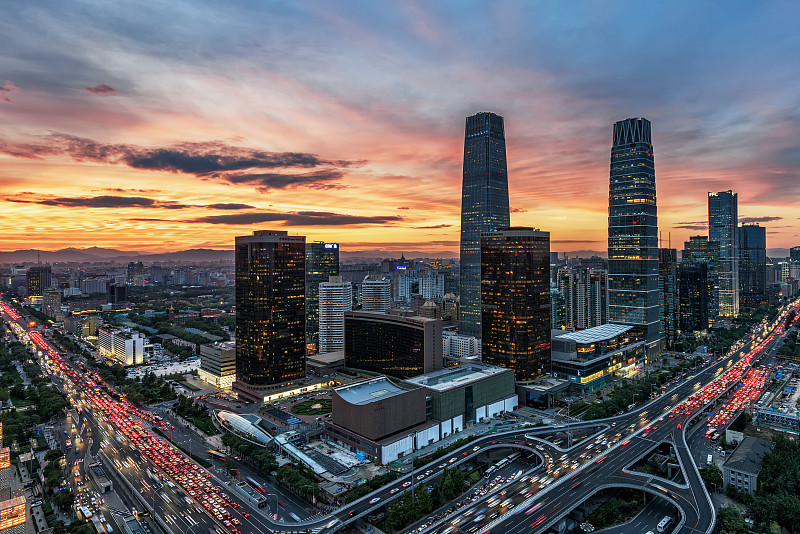 夜晚,北京cbd,北京,市区,金融区,当地著名景点,摩天大楼,外立面,塔,金融和经济