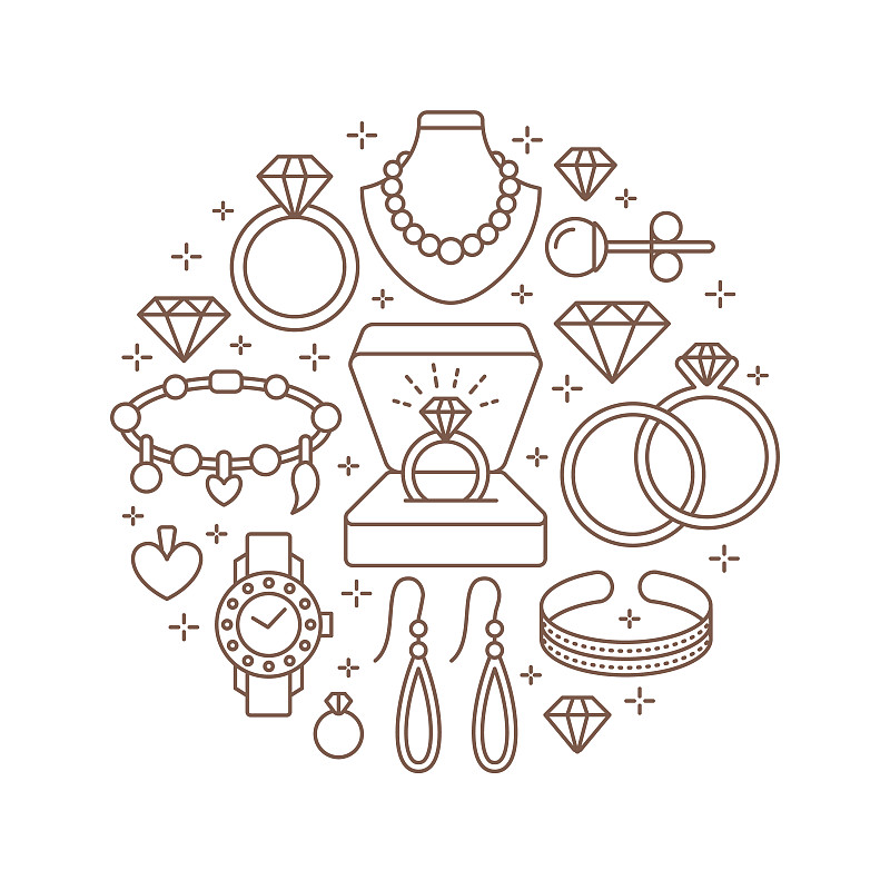 模板,钻石,圆形,商店,矢量,宝石,订婚戒指,个人随身用品,项链,绘画插图