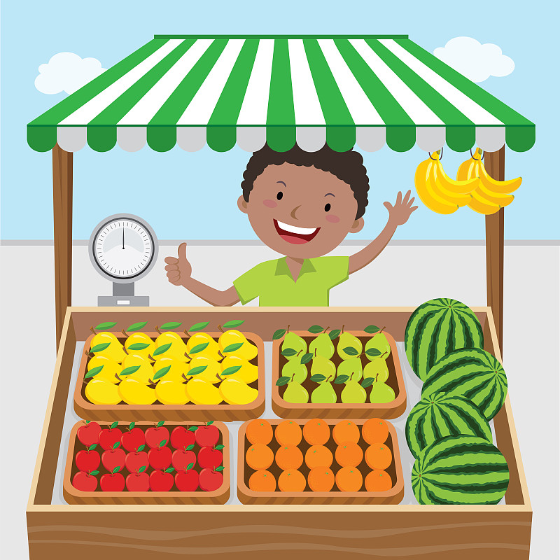 蔬菜水果商,新加坡,食品杂货,绘画插图,超级市场,秤,商店,篮子,卡通,货摊