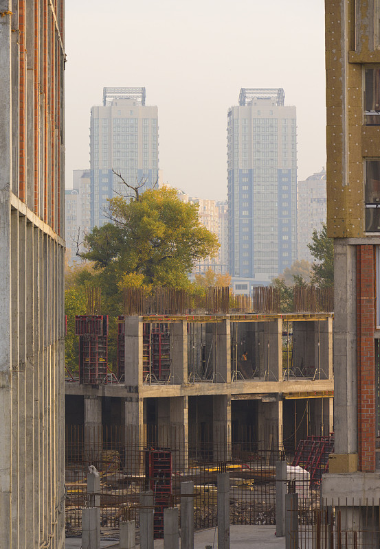 建筑工地,航拍视角,职业,顶部,都市风景,垂直画幅,提举,建筑设备,纯净,曙暮光