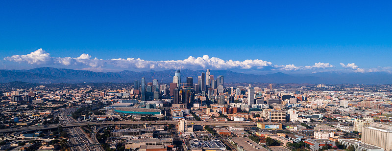 全景,洛杉矶,市区,天空,留白,美国西部,水平画幅,高视角,云,无人