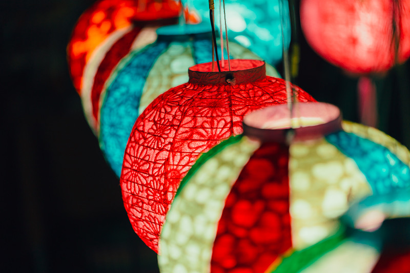 灯笼,悬挂的,色彩鲜艳,纸,夜视,灯,传统节日,美,新的,艺术