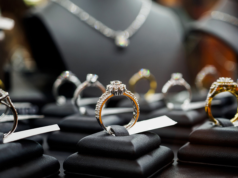珠宝,商店,橱窗展示,项链,钻石戒指,华贵,个人随身用品,美,链,零售展示