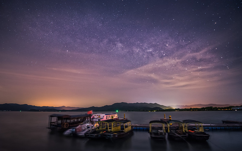 宁波市,星星,水,天空,水平画幅,地形,夜晚,无人,夏天,城市