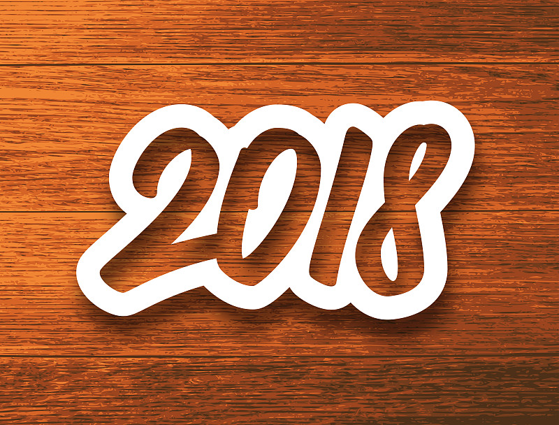 贺卡,新年前夕,背景,2018,木制,标签,矢量,数字,式样