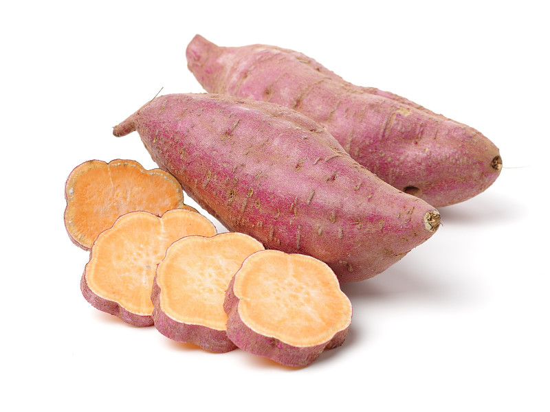 白色背景,甘薯,分离着色,马铃薯,水平画幅,橙色,根部,无人,生食,组物体