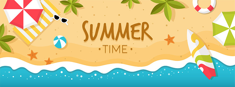 夏天,海滩,球,沙子,绘画插图,旅行者,周末活动,棕榈树,眼镜