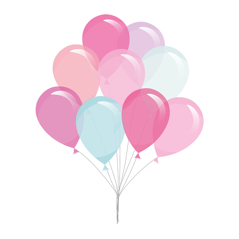 气球,透明,多色的,白色,分离着色,贺卡,绘画插图,符号,组物体,生日