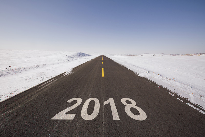 新年前夕,2018,街道,雪,箭头符号,中庸,多车道公路,想法,沥青,十二月