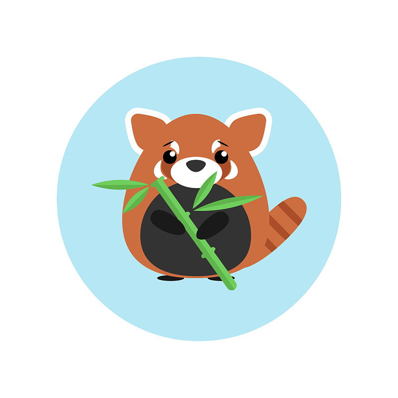 竹,可爱的,小熊猫,婴儿,背景,圆形,蓝色,爪子,食草动物,绘画插图