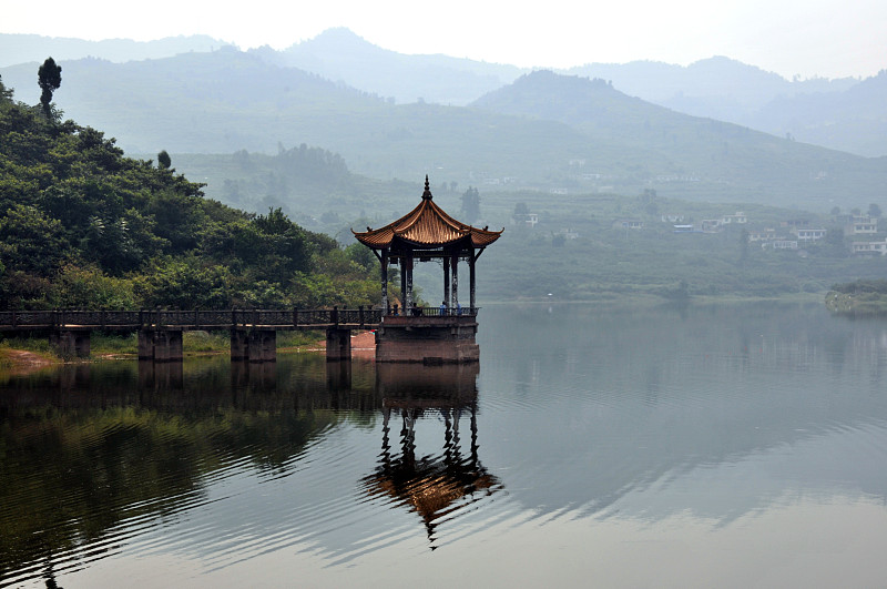 亭台楼阁,远古的,成都,宝塔,景观设计,宁静,山脉,曙暮光,黄昏,商业金融和工业