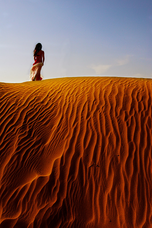 沙漠,脚印,摩洛哥,万里无云,寂寞,偏远的,动机,决心,在上面,宁静